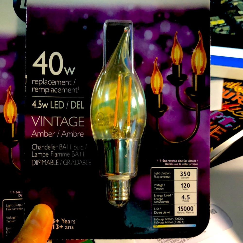Philips 40W vintage amber chandelier bulbs